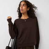 Sweaty Betty After Class Seam Detail Crop Sweatshirt In Espresso Brown
