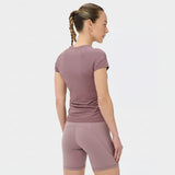 Sweaty Betty Athlete Crop Seamless Ruched T-Shirt In Duskberry Purple