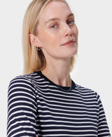 Sweaty Betty Essential Long Sleeve T-shirt in Navy Blue Stripe