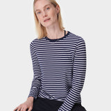 Sweaty Betty Essential Long Sleeve T-shirt In Navy Blue Stripe