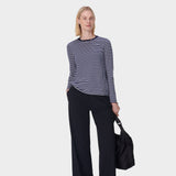 Sweaty Betty Essential Long Sleeve T-shirt In Navy Blue Stripe