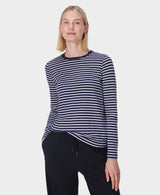 Sweaty Betty Essential Long Sleeve T-shirt in Navy Blue Stripe