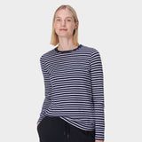 Sweaty Betty Essential Long Sleeve T-shirt In Navy Blue Stripe