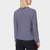 Sweaty Betty Essential Long Sleeve T-shirt In Navy Blue Stripe