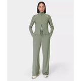 Sweaty Betty Explorer Wide Leg Trousers In Willow Green