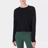 Sweaty Betty Organic Cotton After Class Crop Sweatshirt In Black