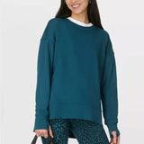 Sweaty Betty Organic Cotton After Class Longline Sweatshirt in Deep Green