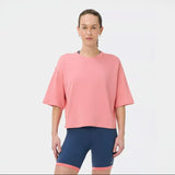 Sweaty Betty Organic Cotton After Class Short Sleeve Sweatshirt In Melrose Pink