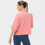 Sweaty Betty Organic Cotton After Class Short Sleeve Sweatshirt In Melrose Pink
