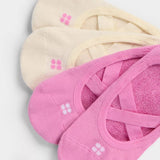 Sweaty Betty Organic Cotton Ballet Gripper Socks 2 Pack In Guava Pink Coconut Cream