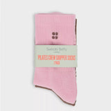 Sweaty Betty Pilates Crew Gripper Socks 2 Pack In Deco Pink/Chestnut Brown