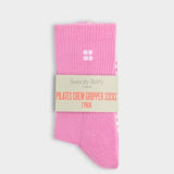 Sweaty Betty Pilates Crew Gripper Socks 2 Pack In Guava Pink Coconut Cream