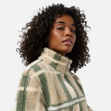 Sweaty Betty Plush Fleece Contrast Zip Up In Beige Macro SB Check Print