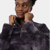 Sweaty Betty Plush Half Zip Fleece In Grey Moon Texture Print