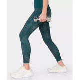 Sweaty Betty Power 7/8 Gym Leggings In Green Code Print