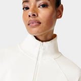Sweaty Betty Revive Rib Half Zip Sweatshirt In Lily White