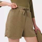 Sweaty Betty Sand Wash CloudWeight High-Waisted Shorts In Khaki Brown