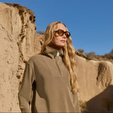 Sweaty Betty Sand Wash Half Zip Crop Sweatshirt In Khaki Brown