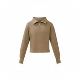 Sweaty Betty Sand Wash Half Zip Crop Sweatshirt In Khaki Brown
