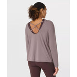 Sweaty Betty Soft Flow Strappy Back Boxy Long Sleeve Top In Grounded Brown