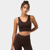 Sweaty Betty Stamina Seamless Scoop Bra In Espresso Brown