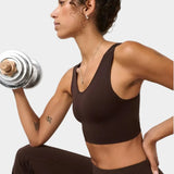 Sweaty Betty Stamina Seamless Scoop Bra In Espresso Brown