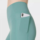Sweaty Betty Ultimate Studio 7/8 Yoga Ribbed Leggings in Green