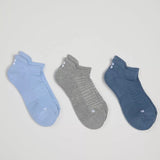 Sweaty Betty Workout Trainer Socks 3 Pack In Grey Marl / Blue Glacier / Blue