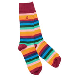 Swole Panda Fine Striped Bamboo Socks In Multi