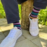 Swole Panda Navy Multi Striped Bamboo Socks