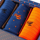 Swole Panda Orange and Blue Sock Box 3 Pairs of Bamboo Socks