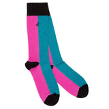 Swole Panda Pink & Aqua Vertical Striped Bamboo Socks