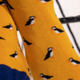 Swole Panda Puffin Bamboo Socks in Yellow