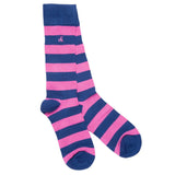Swole Panda Rich Striped Bamboo Socks In Pink