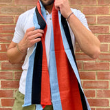 Swole Panda Stripe Bamboo Scarf In Orange & Blue
