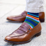 Swole Panda Stripe Bamboo Socks In Royal Blue Multi
