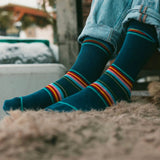 Swole Panda Stripe Bamboo Socks In Royal Blue Multi