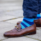 Swole Panda Striped Bamboo Socks In Sky Blue