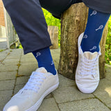 Swole Panda Tennis Racquet Bamboo Socks In Navy