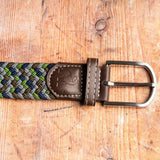 Swole Panda Woven Belt In Green/Blue Zigzag