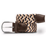 Swole Panda Woven Belt in Navy/Beige Zig-Zag