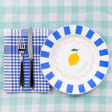 Talking Tables Lemon Enamel Plate In Blue, 25cm