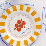 Talking Tables Tomato Enamel Plate In Yellow, 25cm