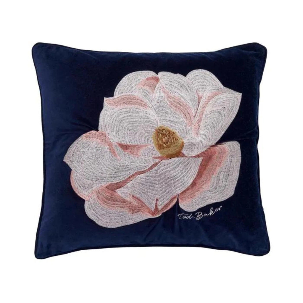 Ted Baker Opal Floral Embroidered Cushion 45cm x 45cm in Navy