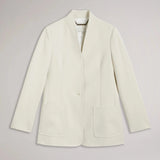 Ted Baker Ambero Single Breasted Collarless Blazer Cream