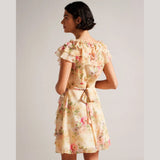 Ted Baker Ammiah Frilled Floral V Neck Mini Dress