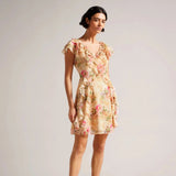 Ted Baker Ammiah Frilled Floral V Neck Mini Dress