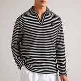 Ted Baker Clevely Long Sleeve Striped Polo in Black