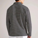 Ted Baker Clevely Long Sleeve Striped Polo in Black