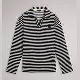 Ted Baker Clevely Long Sleeve Striped Polo in Black